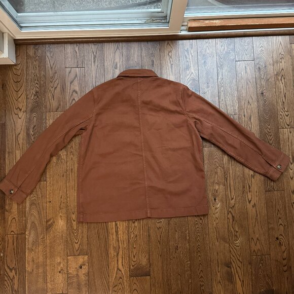 Quince Women's Comfort Stretch Brown Rust Chore Jacket SZ L Organic Cotton NWOT - Picture 12 of 12